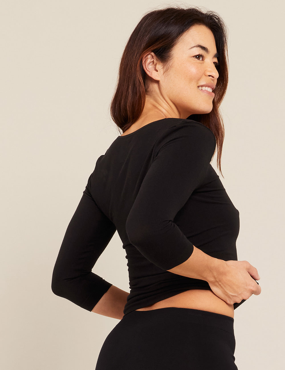 Base Layer 3/4 Sleeve Top - Black