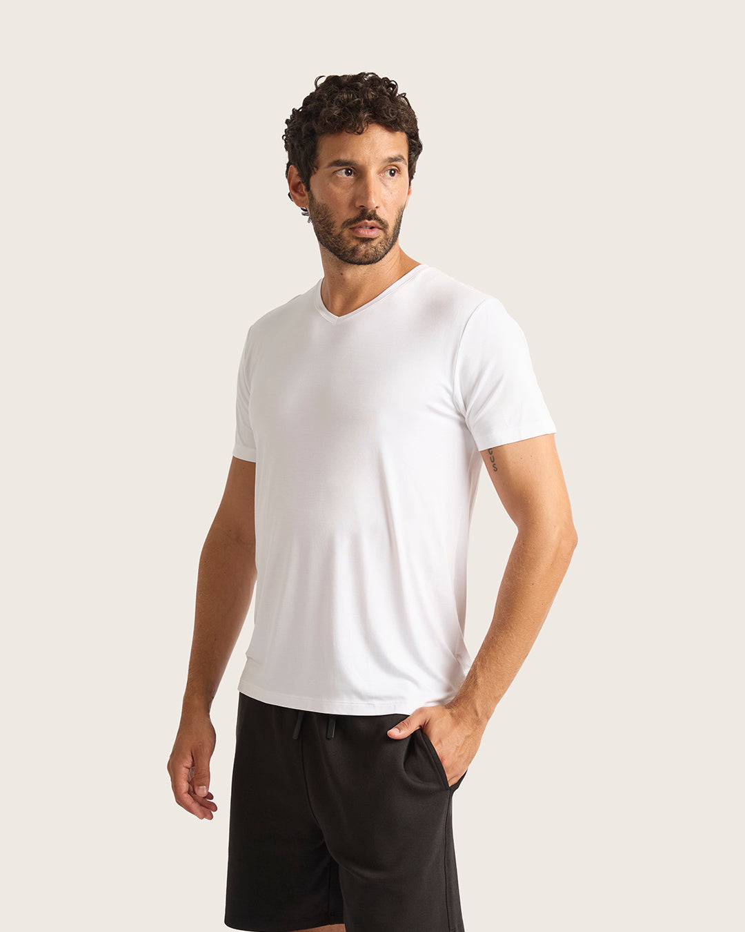 Men's Base Layer V-Neck T-Shirt - White