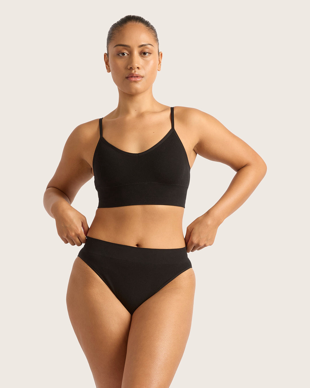 LYOLYTE Ribbed High Leg Briefs - Black