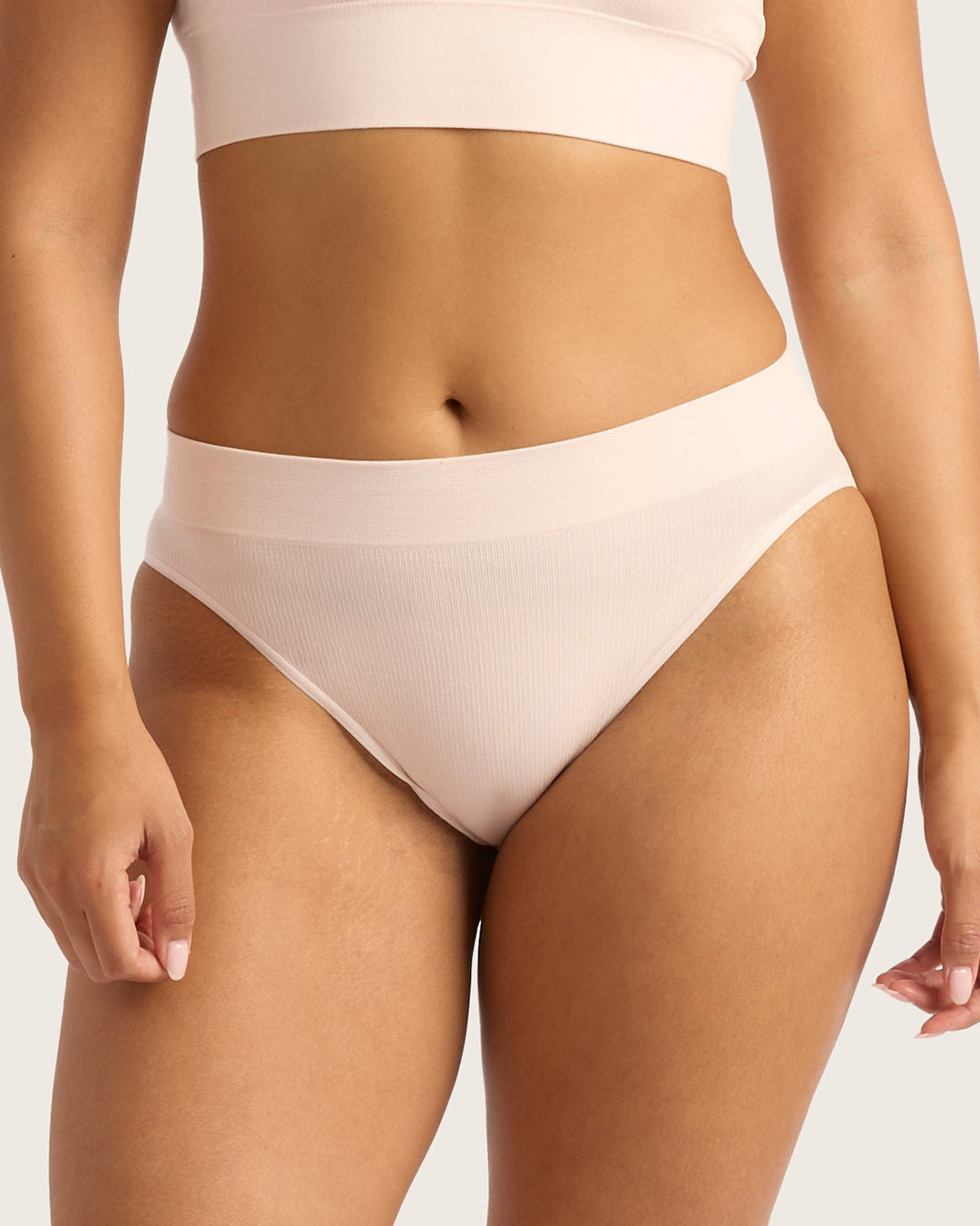 LYOLYTE Ribbed High Leg Briefs - Powder Pink