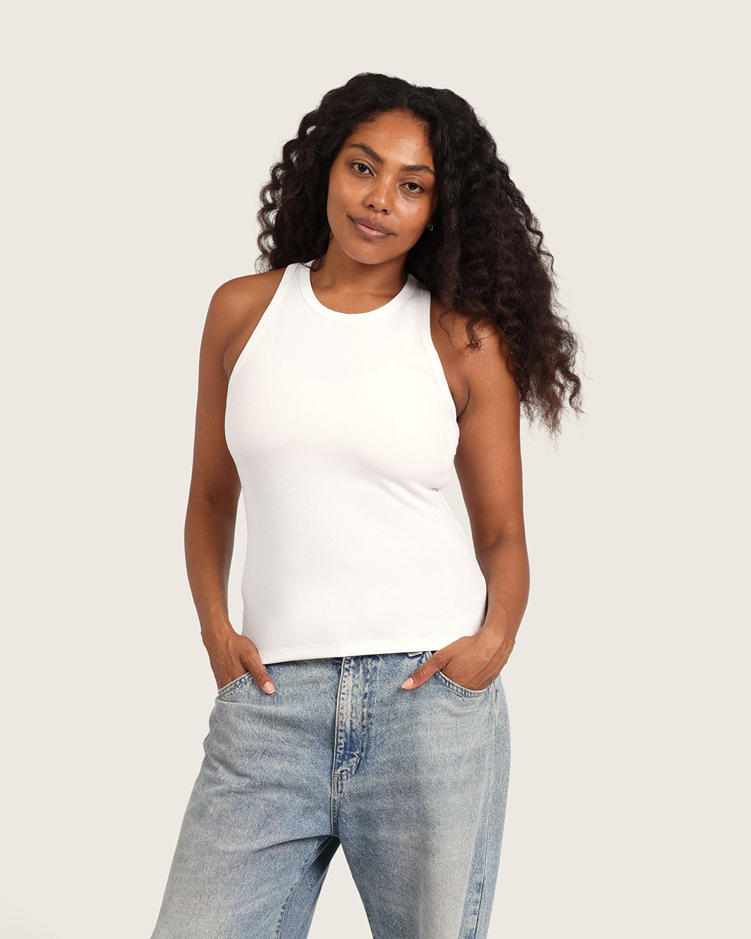 Women's Ribbed Racerback Tank - White