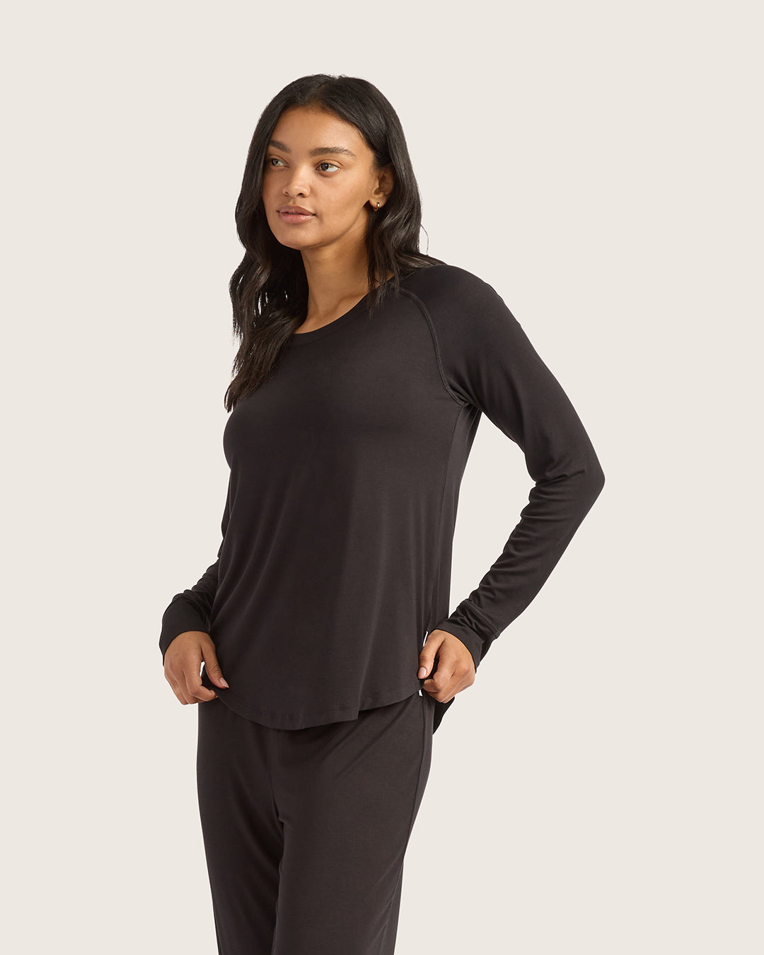 Goodnight Raglan Sleep Top - Black