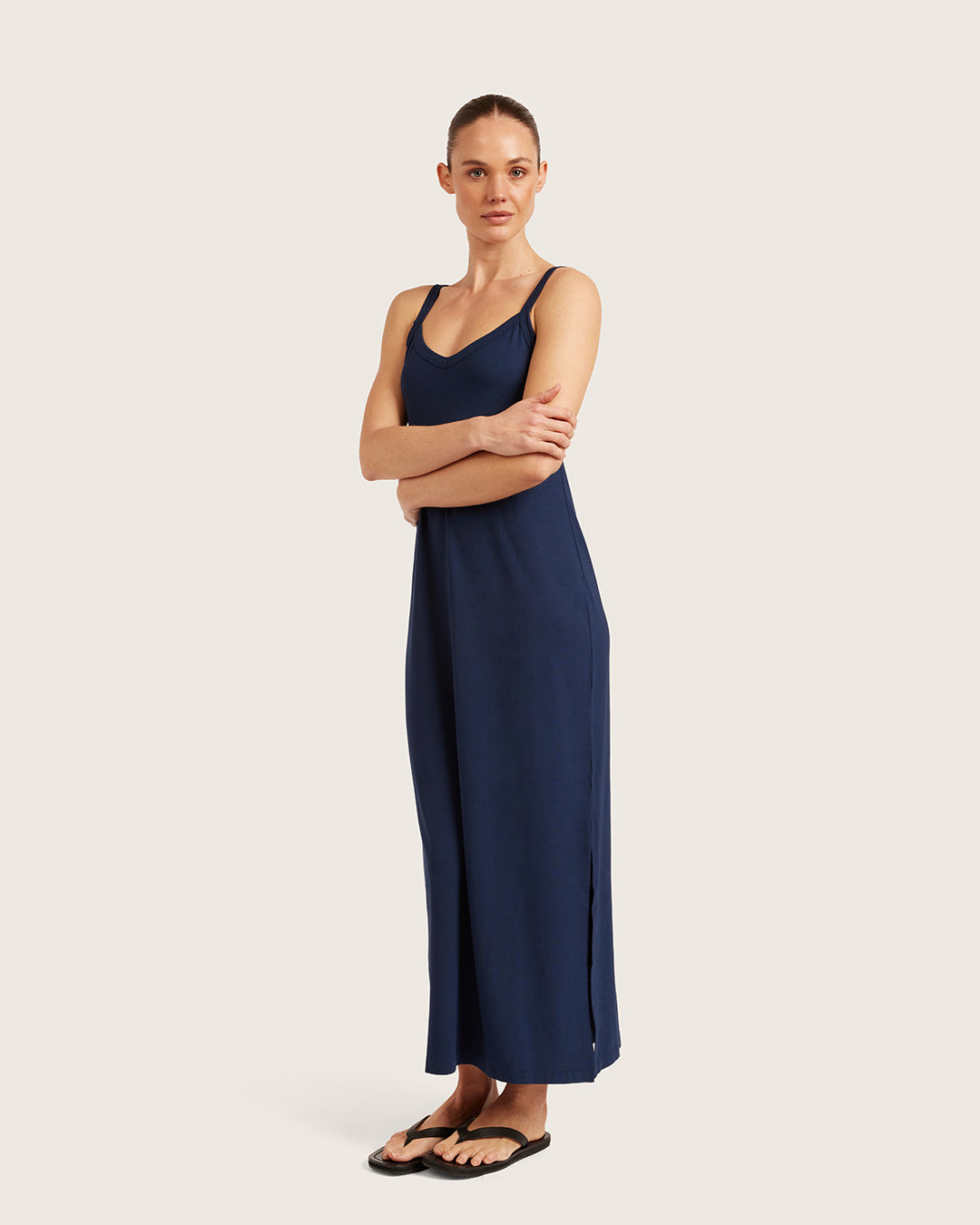 Women's Bamboo V-Neck Slip Dress in Navy Boody AU Women's Bamboo V-Neck Slip Dress in Navy Boody AU
