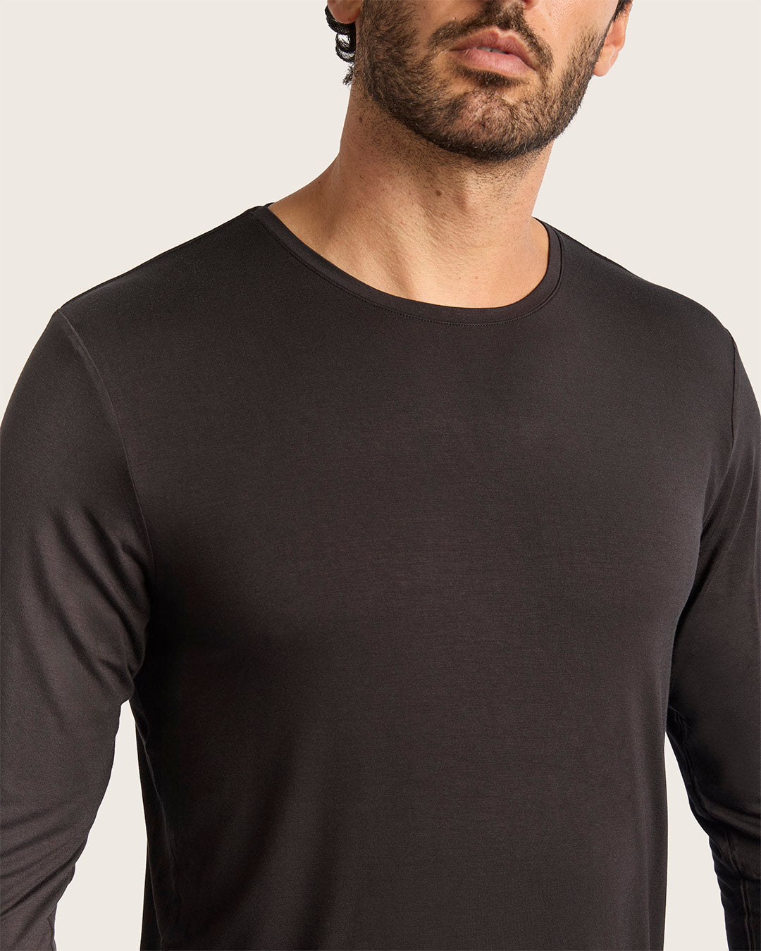 Men's Long Sleeve Crew Neck T-Shirt - Black