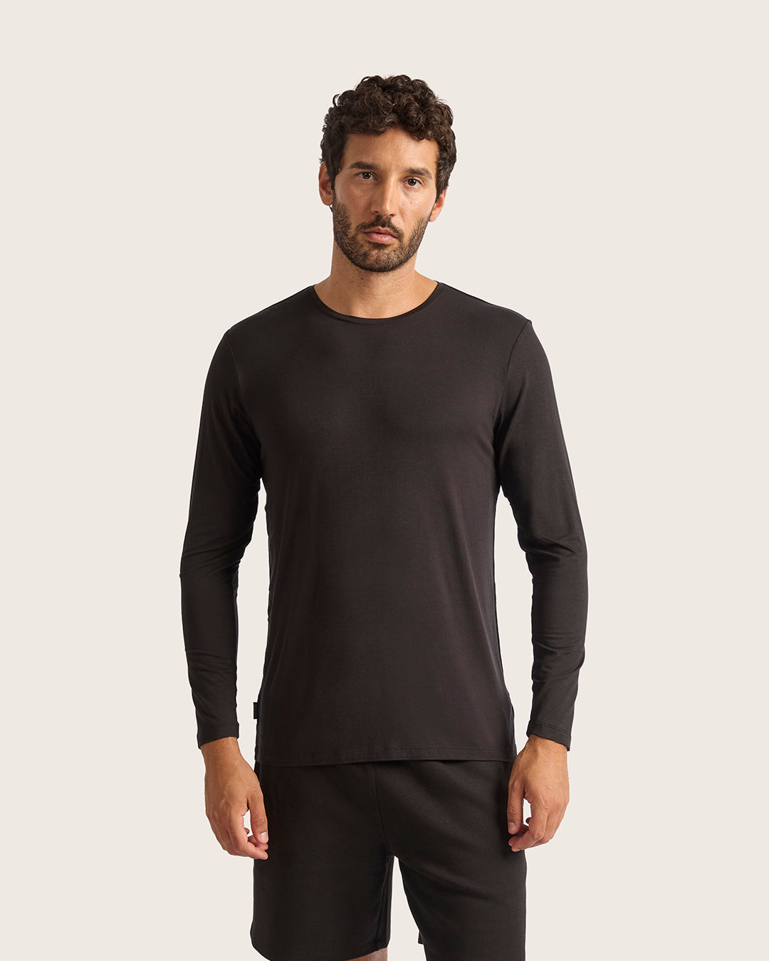 Men's Long Sleeve Crew Neck T-Shirt - Black