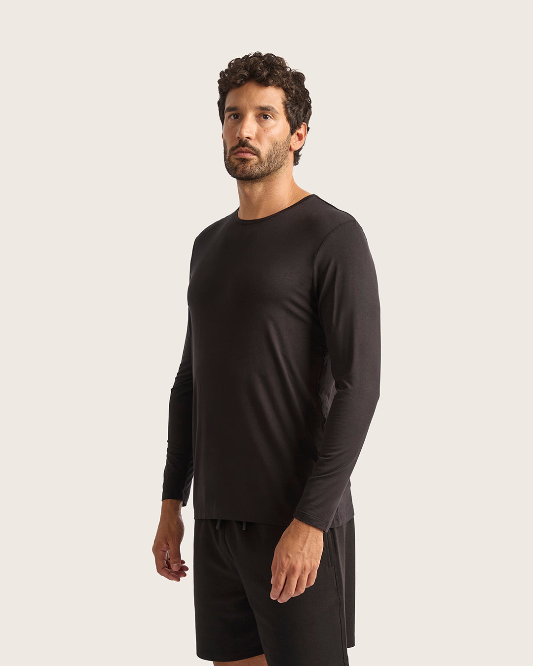 Men's Long Sleeve Crew Neck T-Shirt - Black
