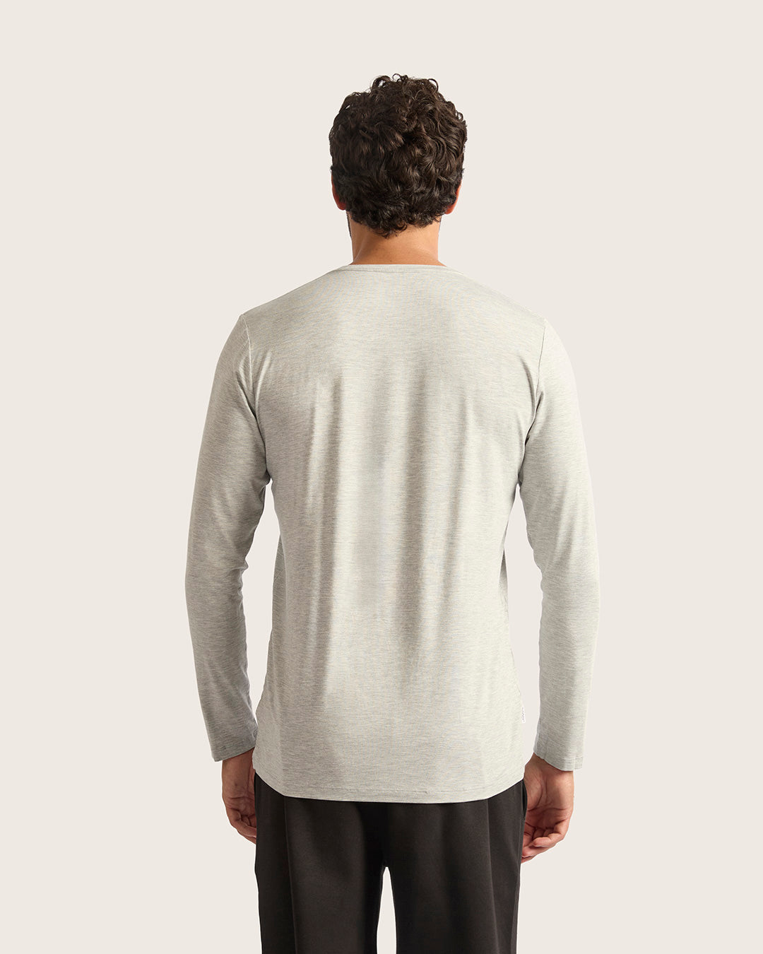 Men's Long Sleeve Crew Neck T-Shirt - Light Grey Marl
