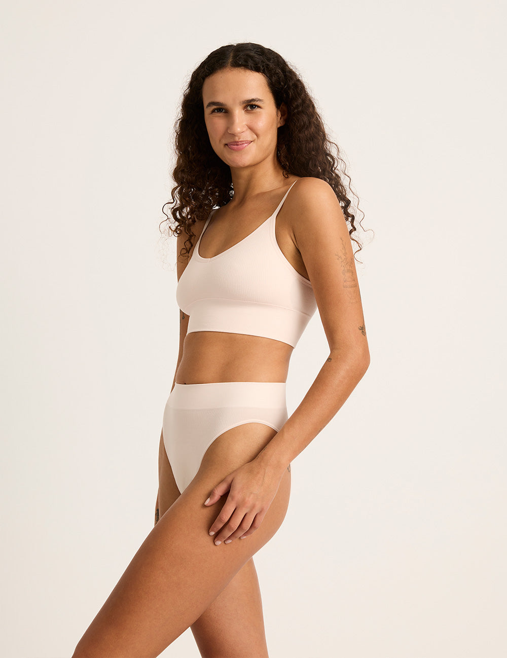 LYOLYTE Ribbed Low Back Bralette - Powder Pink