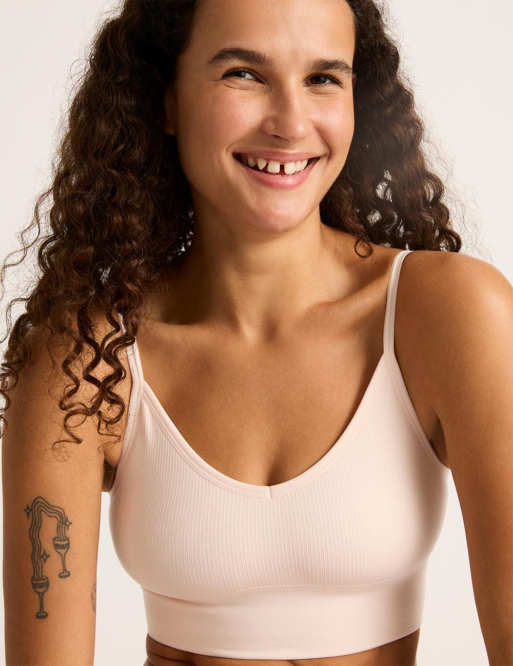LYOLYTE Ribbed Low Back Bralette - Powder Pink