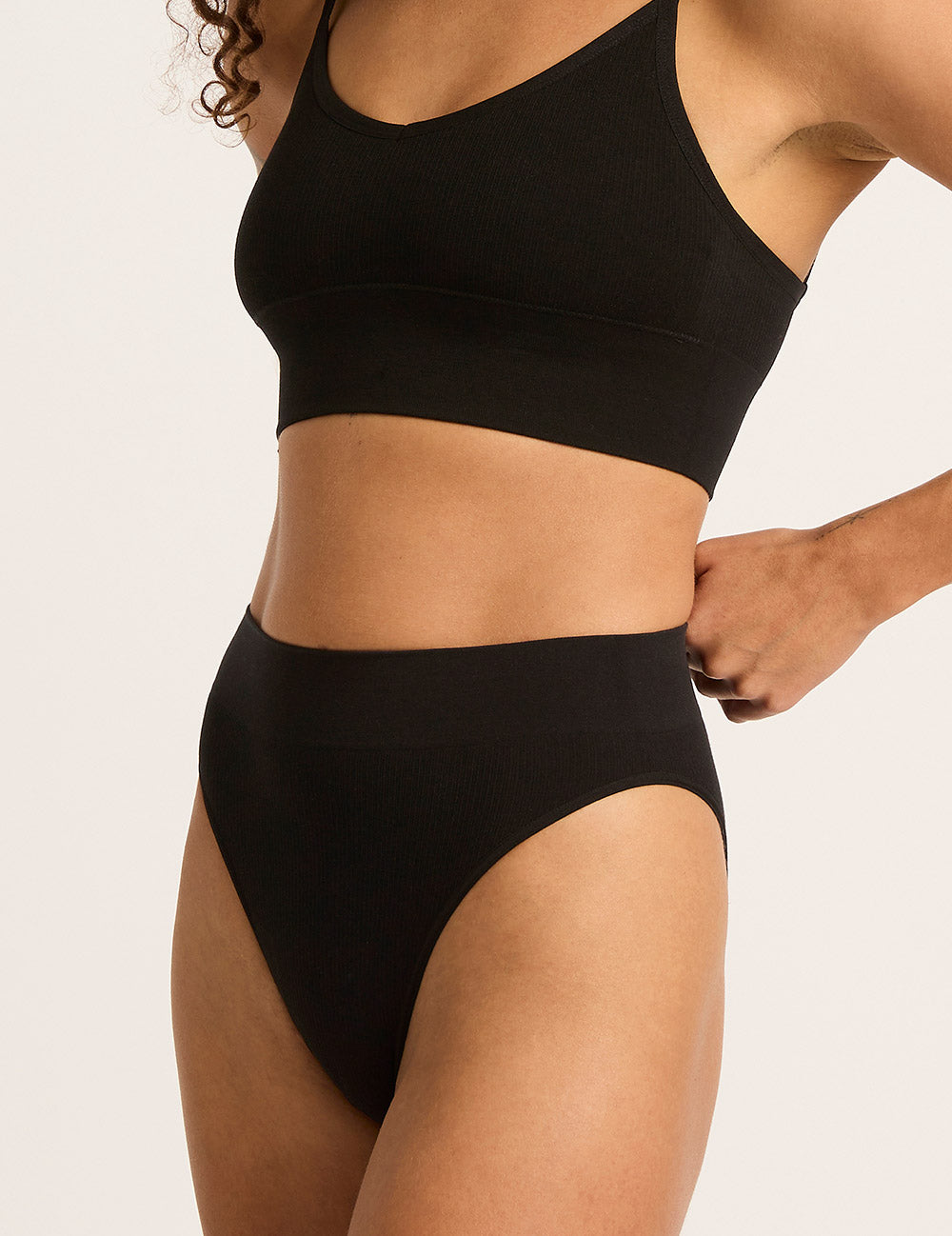 LYOLYTE Ribbed High Leg Brief - Black