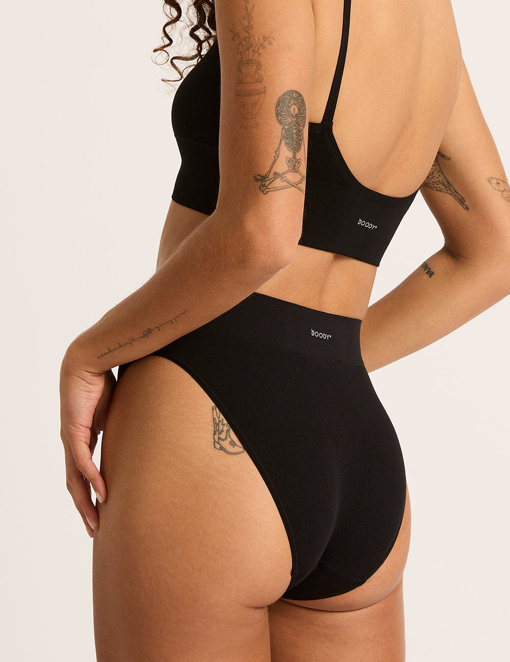 LYOLYTE Ribbed High Leg Brief - Black