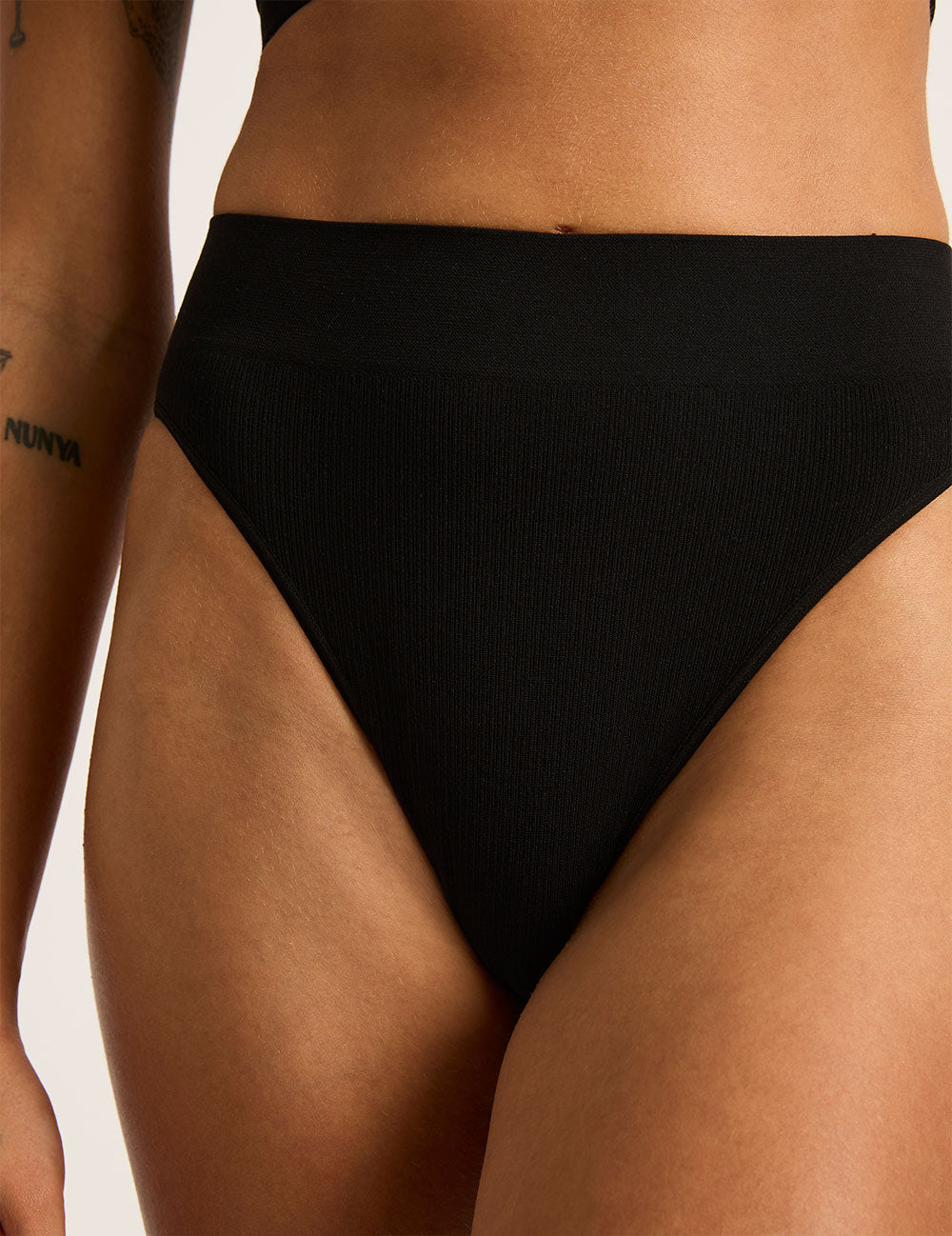 LYOLYTE Ribbed High Leg Brief - Black