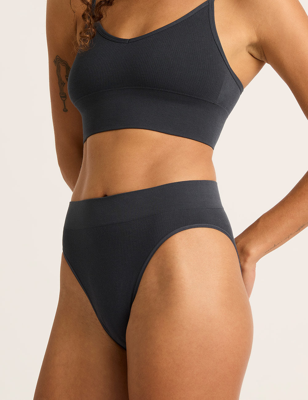 LYOLYTE Ribbed High Leg Brief - Storm