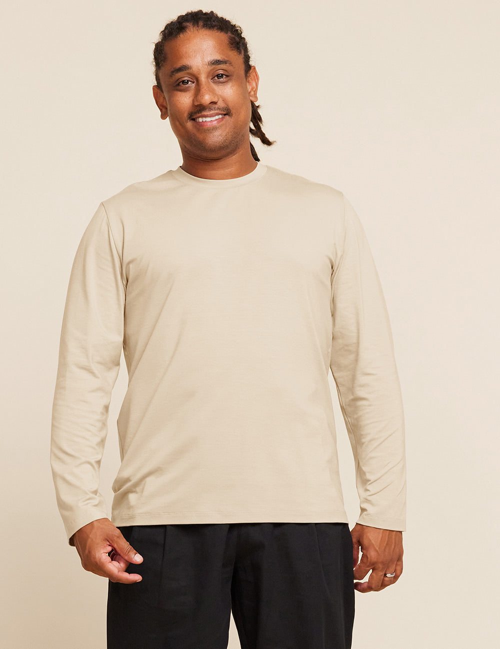 Men's Classic Long Sleeve T-Shirt | Stone | Bamboo Clothing | Boody AU ...
