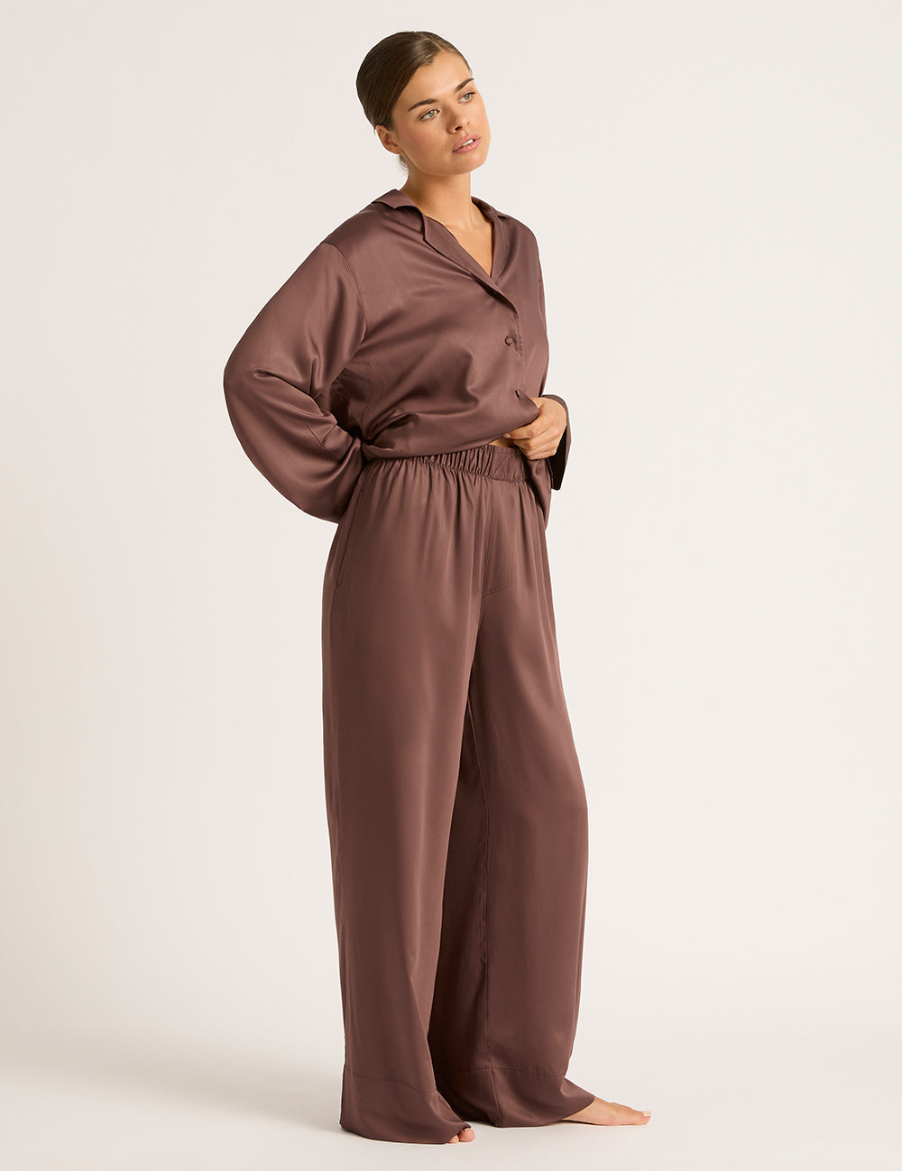 Vegan Silk Wide Leg Pant - Garnet