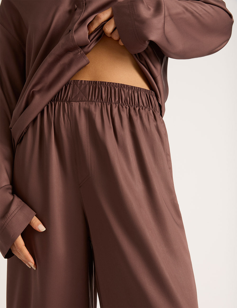 Vegan Silk Wide Leg Pant - Garnet