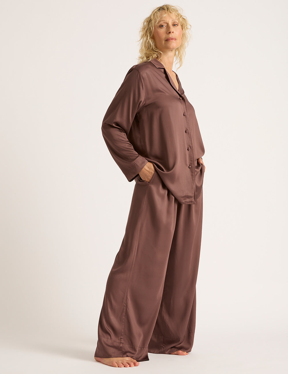 Vegan Silk Wide Leg Pant - Garnet
