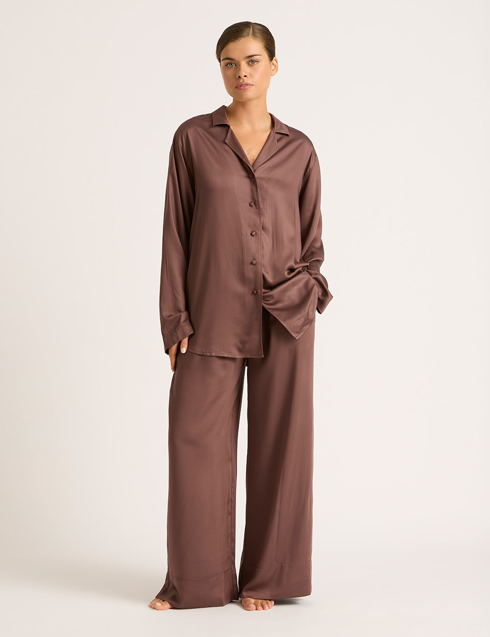 Vegan Silk Wide Leg Pant - Garnet
