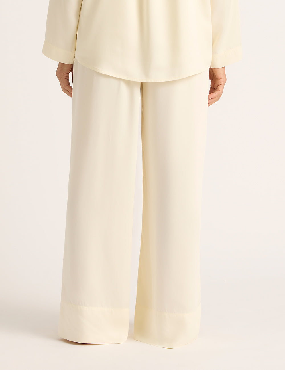 Vegan Silk Wide Leg Pant - Pearl