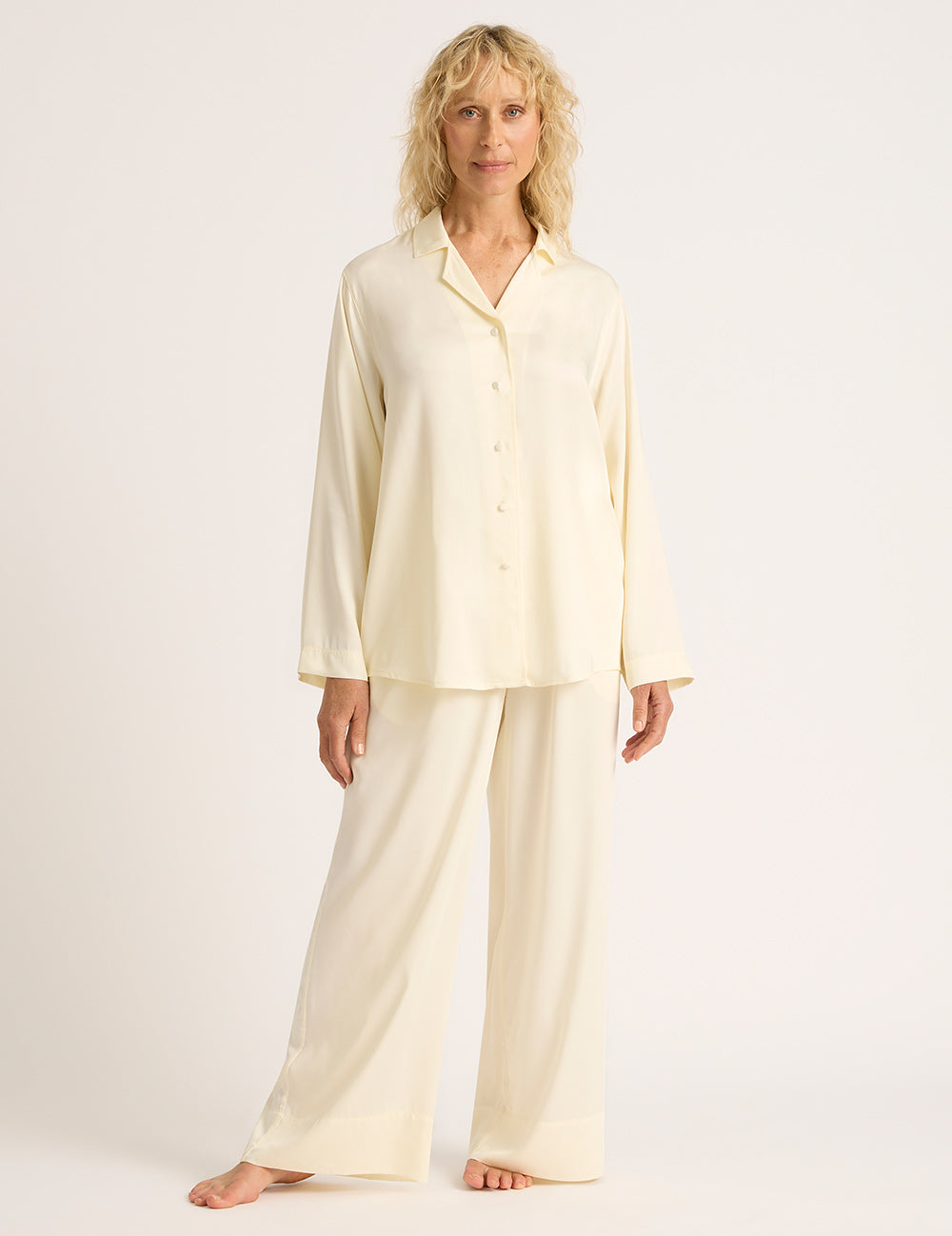 Vegan Silk Wide Leg Pant - Pearl