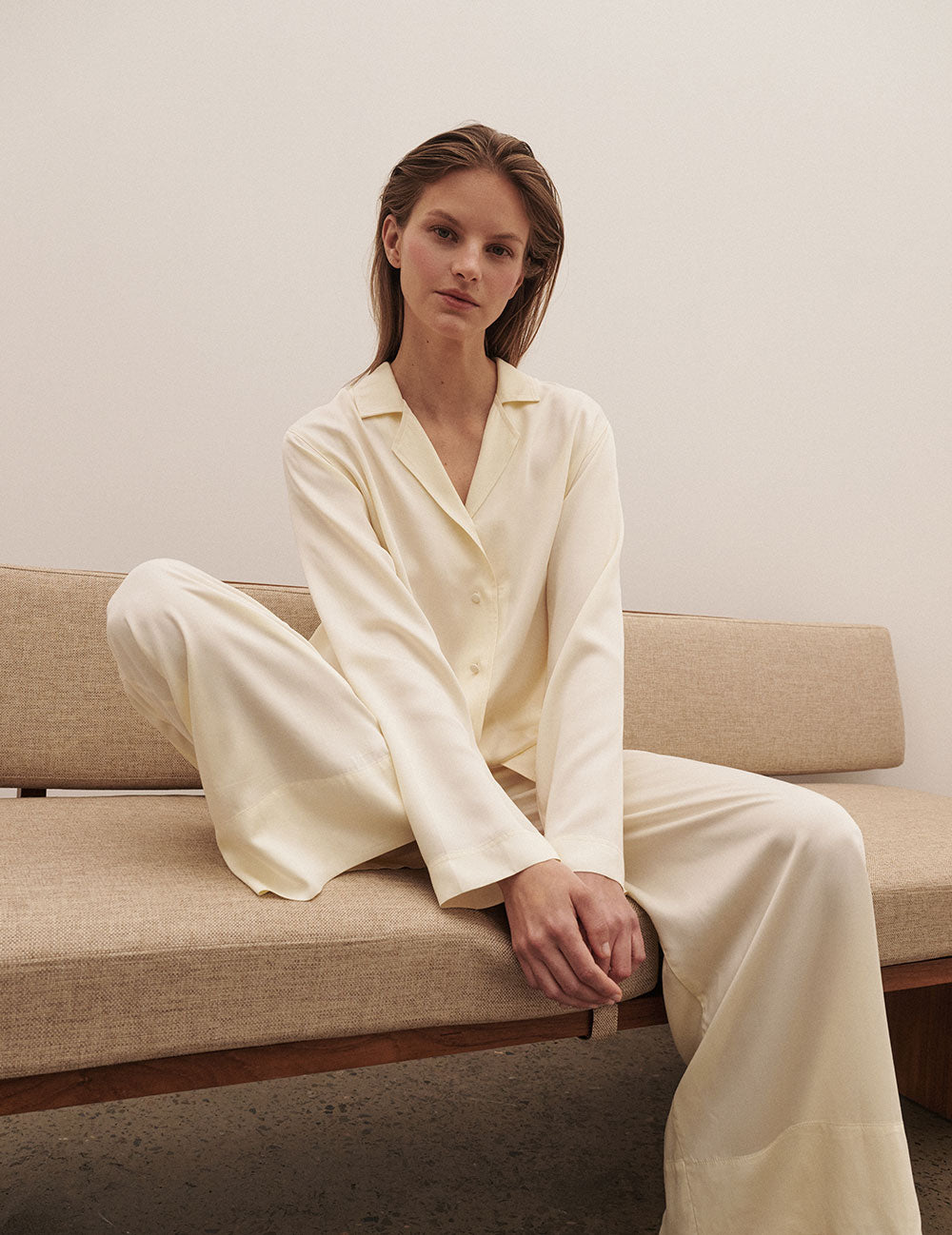 Vegan Silk Wide Leg Pant - Pearl