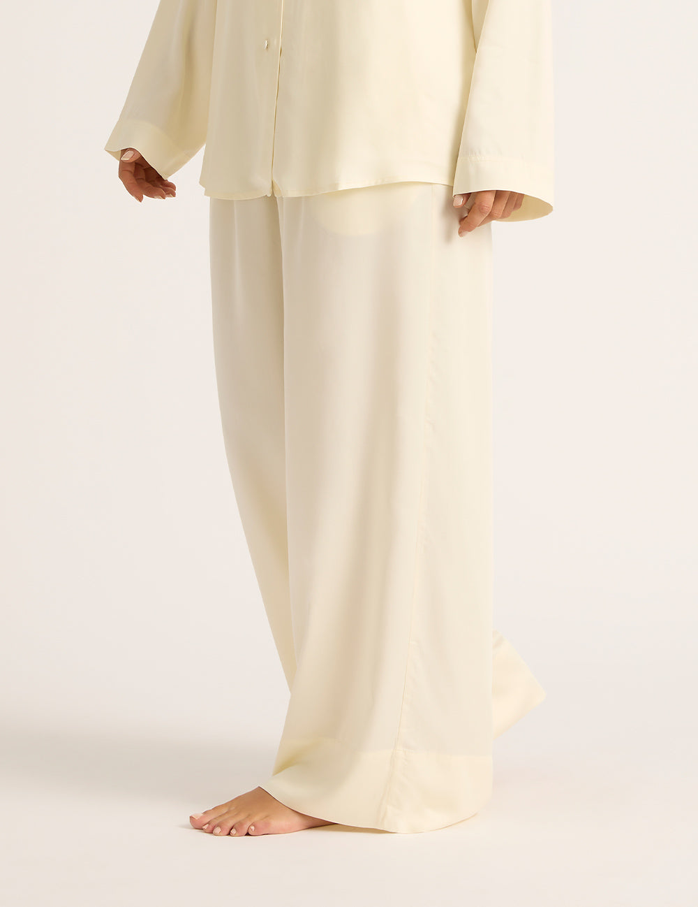 Vegan Silk Wide Leg Pant - Pearl