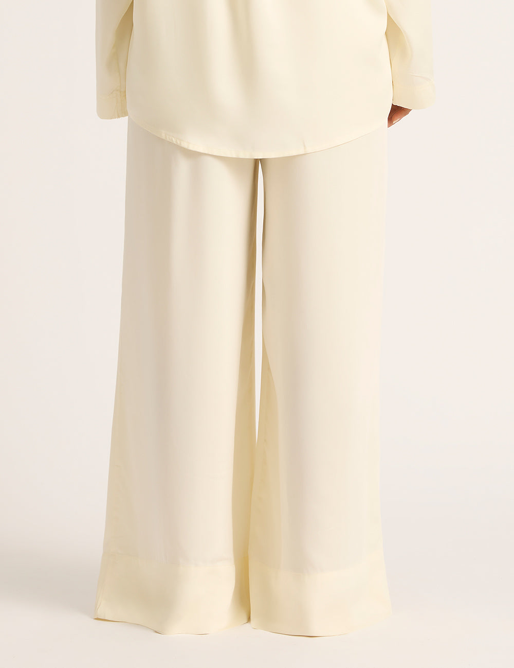 Vegan Silk Wide Leg Pant - Pearl