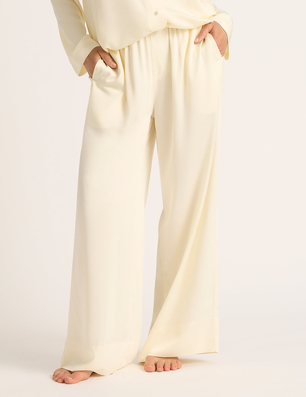 Vegan Silk Wide Leg Pant - Pearl