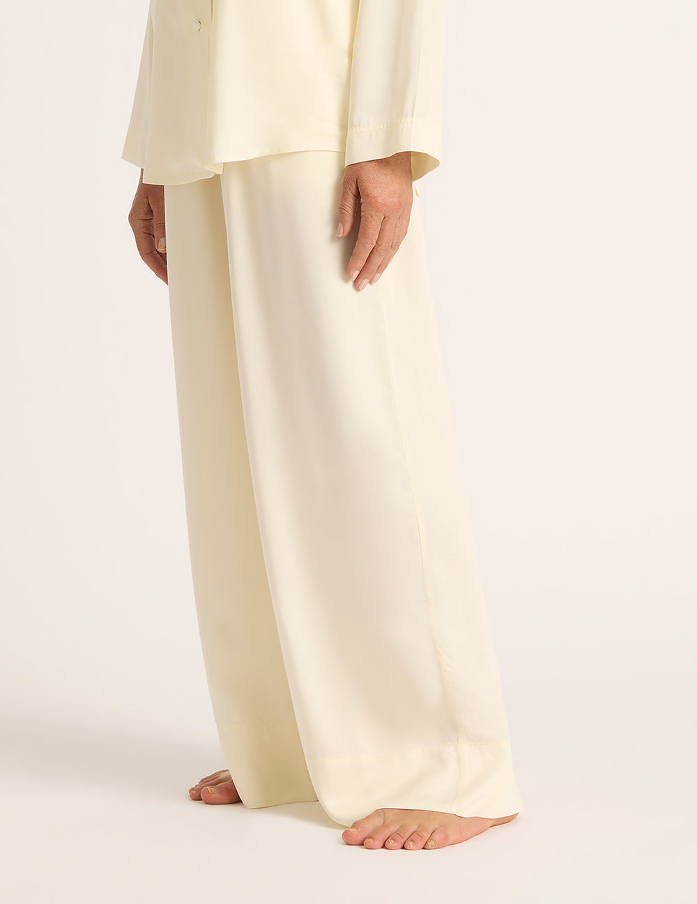 Vegan Silk Wide Leg Pant - Pearl