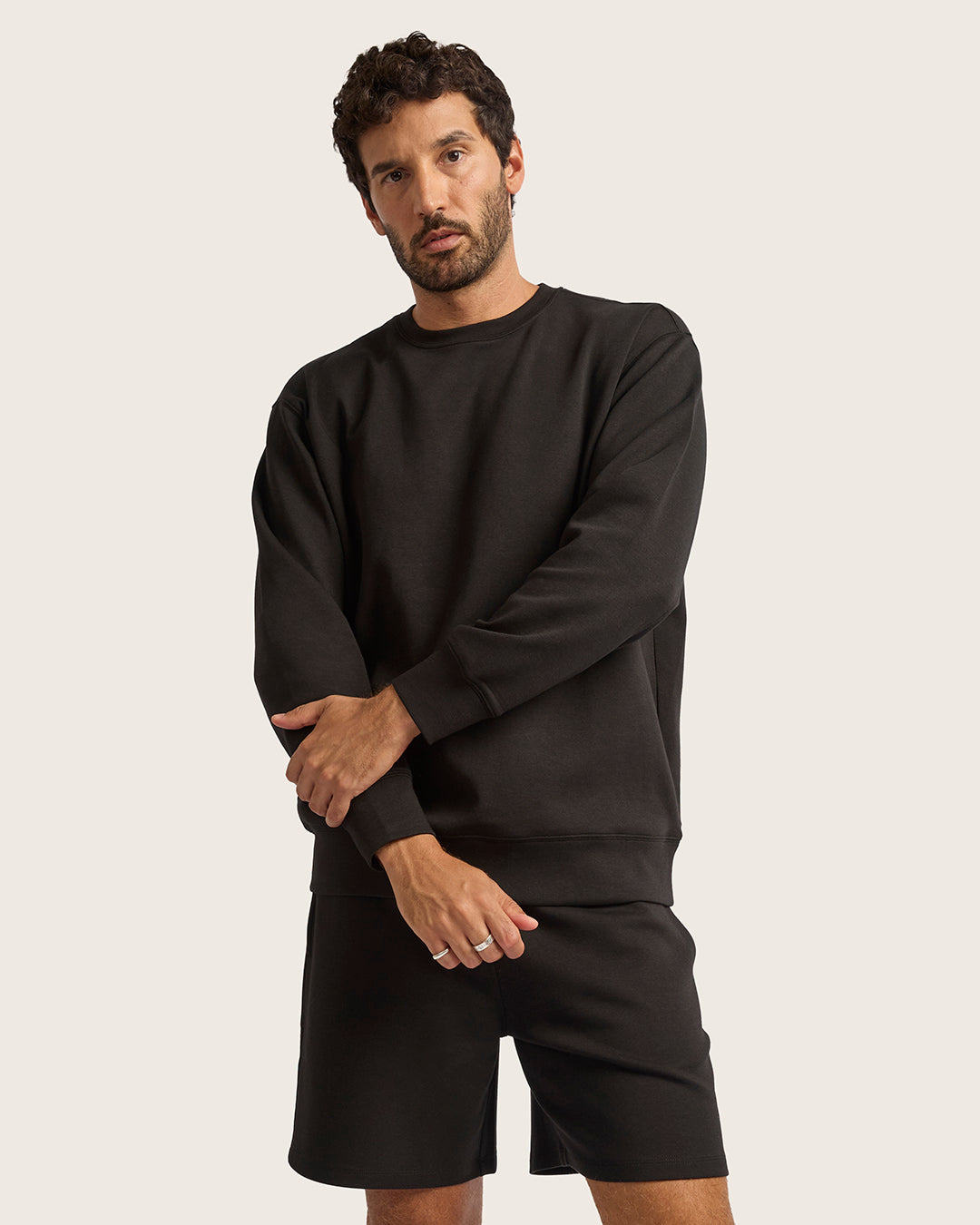 Bamboo CloudKnit Men's Crew Neck Sweater - Black