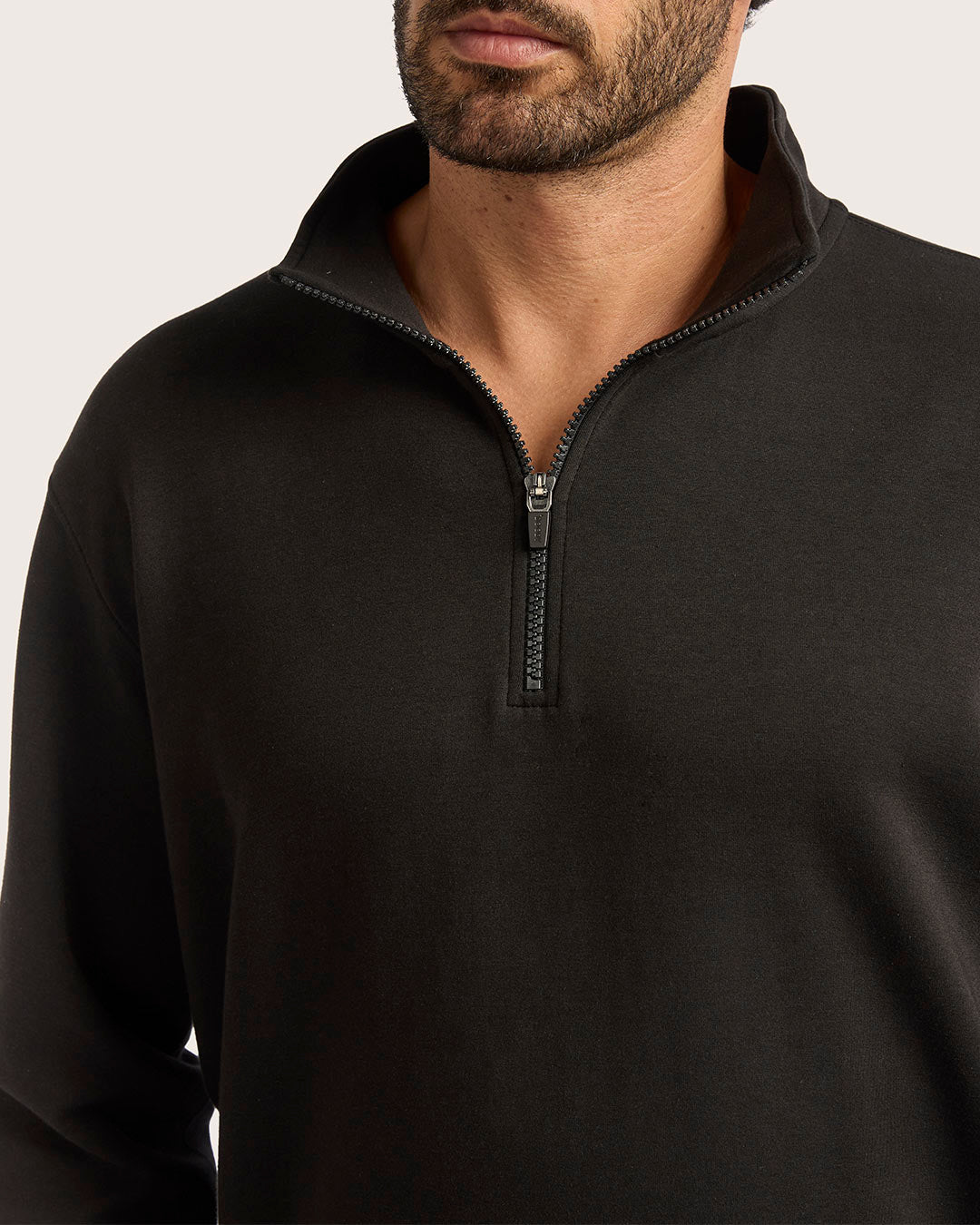 Bamboo CloudKnit Men's Quarter Zip Sweater - Black