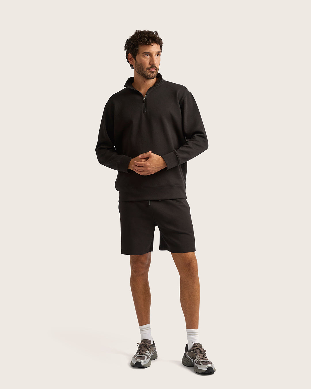 Bamboo CloudKnit Men's Quarter Zip Sweater - Black