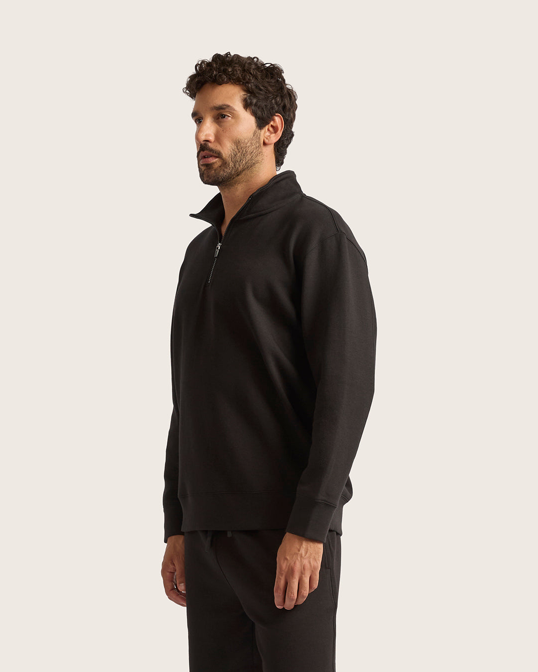 Bamboo CloudKnit Men's Quarter Zip Sweater - Black