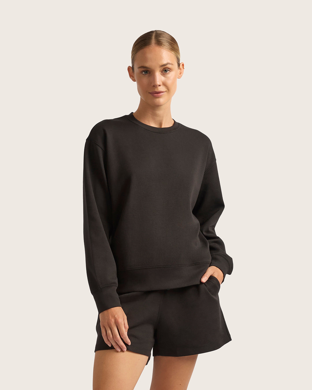 Bamboo CloudKnit Women's Crew Neck Sweater - Black