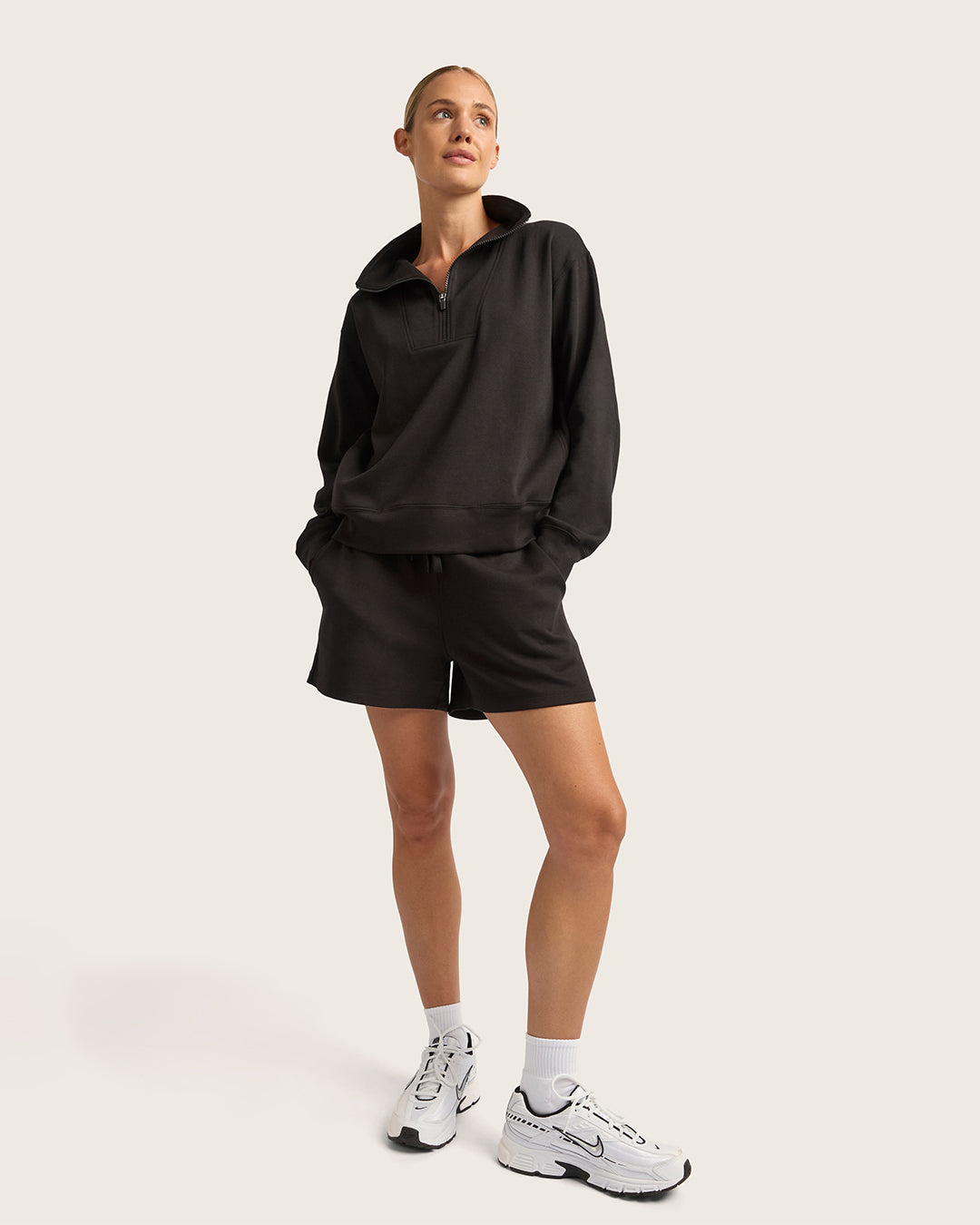 Bamboo CloudKnit Women's Quarter Zip Sweater - Black