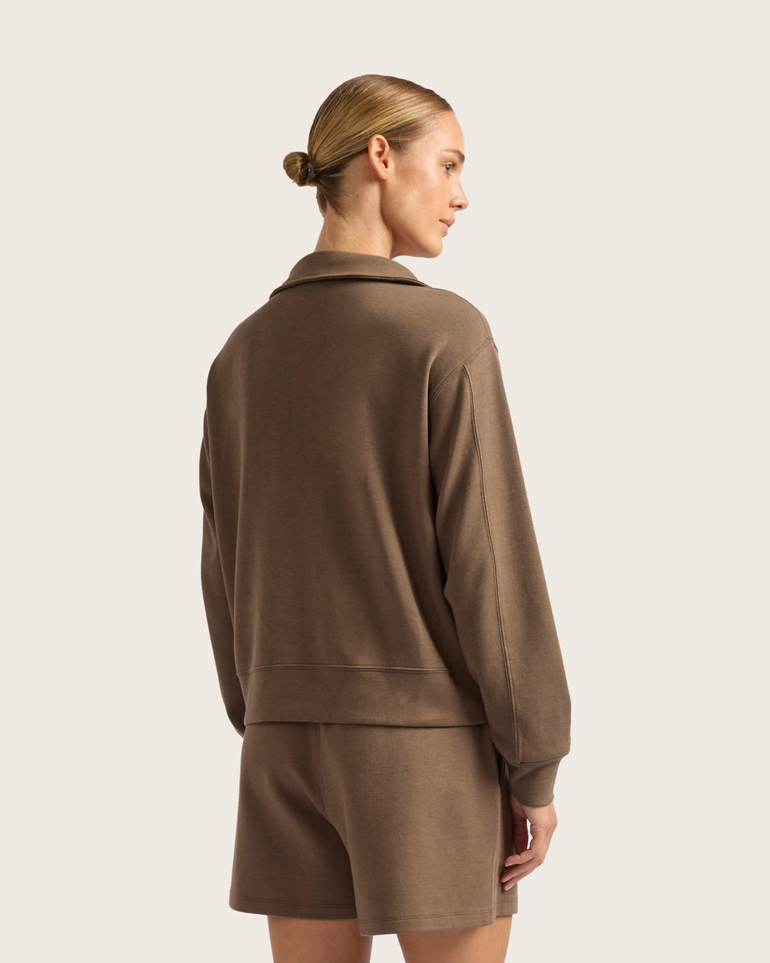 Bamboo CloudKnit Women's Quarter Zip Sweater - Oyster