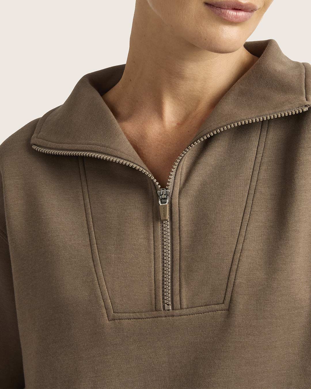 Bamboo CloudKnit Women's Quarter Zip Sweater - Oyster