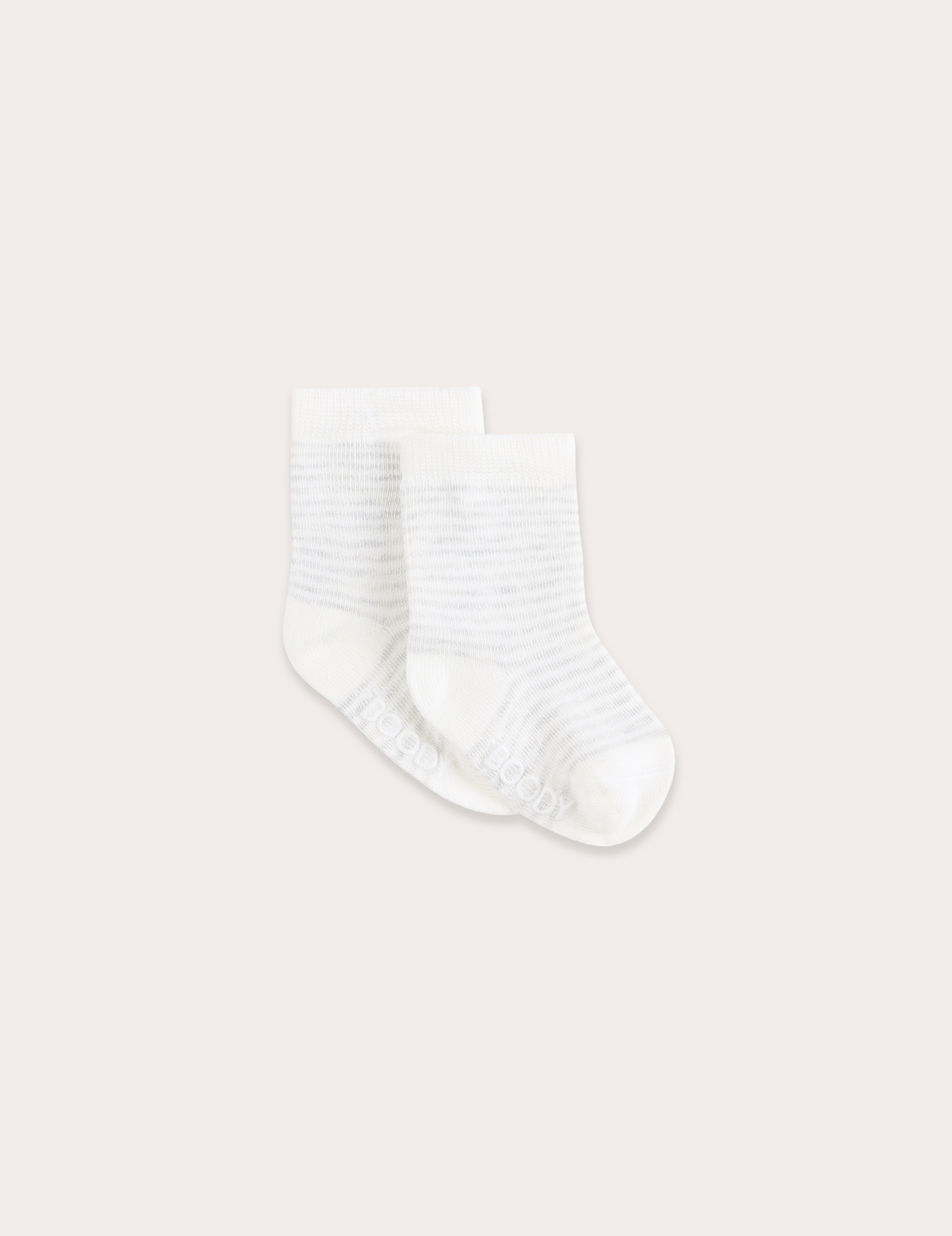 Baby Socks - 3 Pack - Heather Grey / Natural White / Stripe