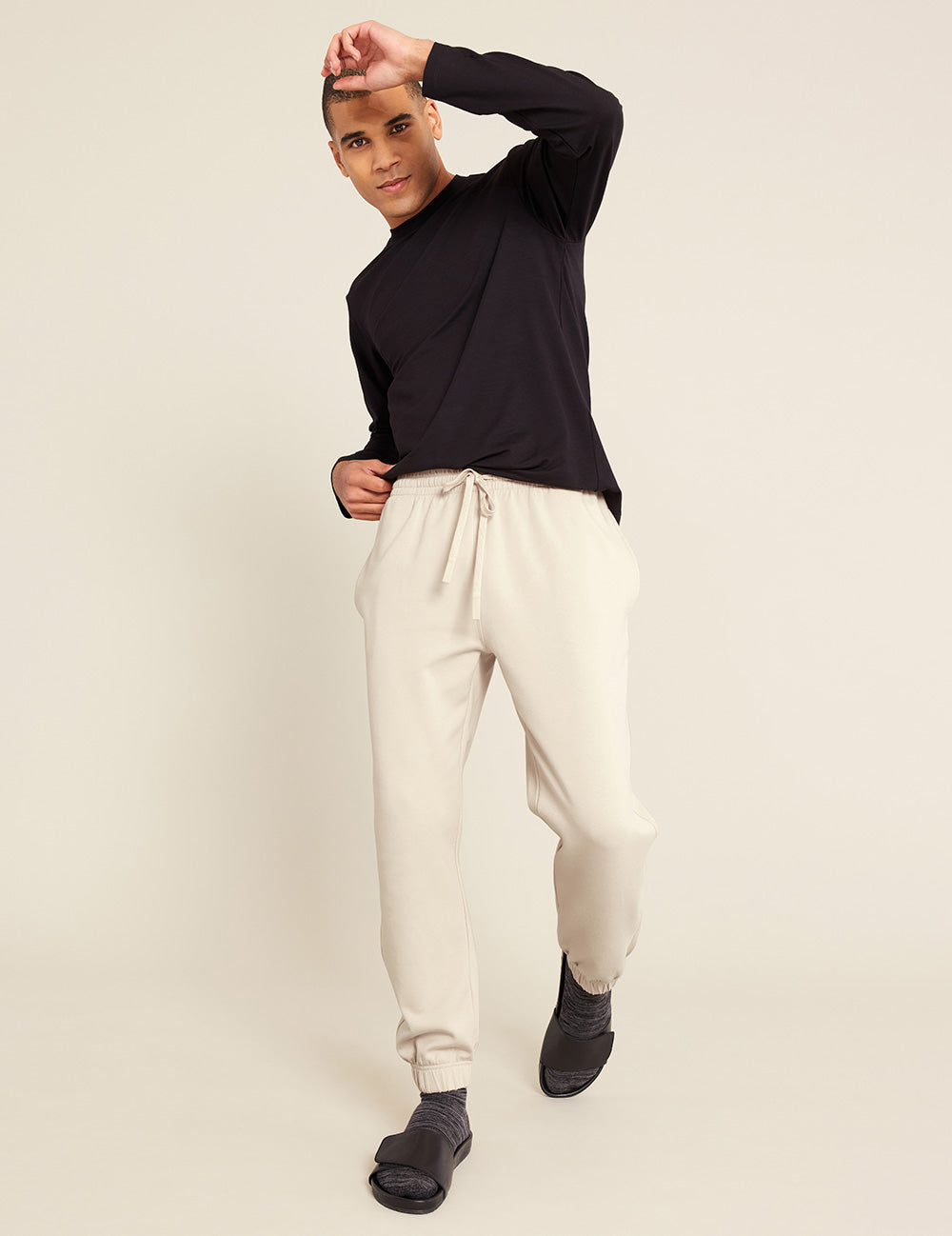 Gender-Neutral-Cuffed-Sweat-Pants-Sand-Male-Front-2.jpg