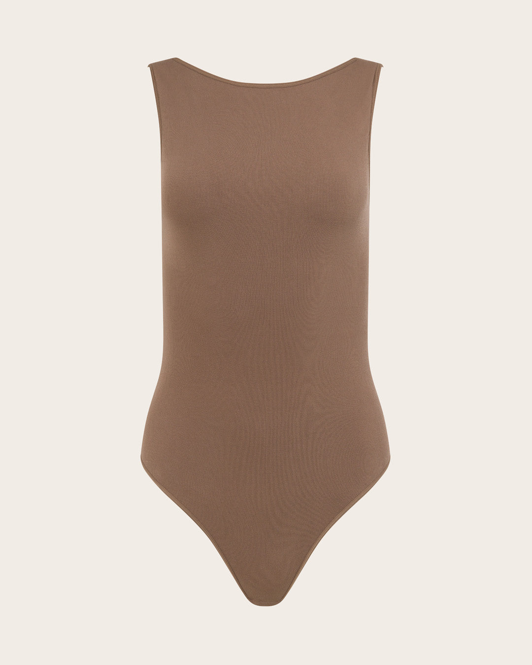 Ribbed Boat Neck Bodysuit - Taupe