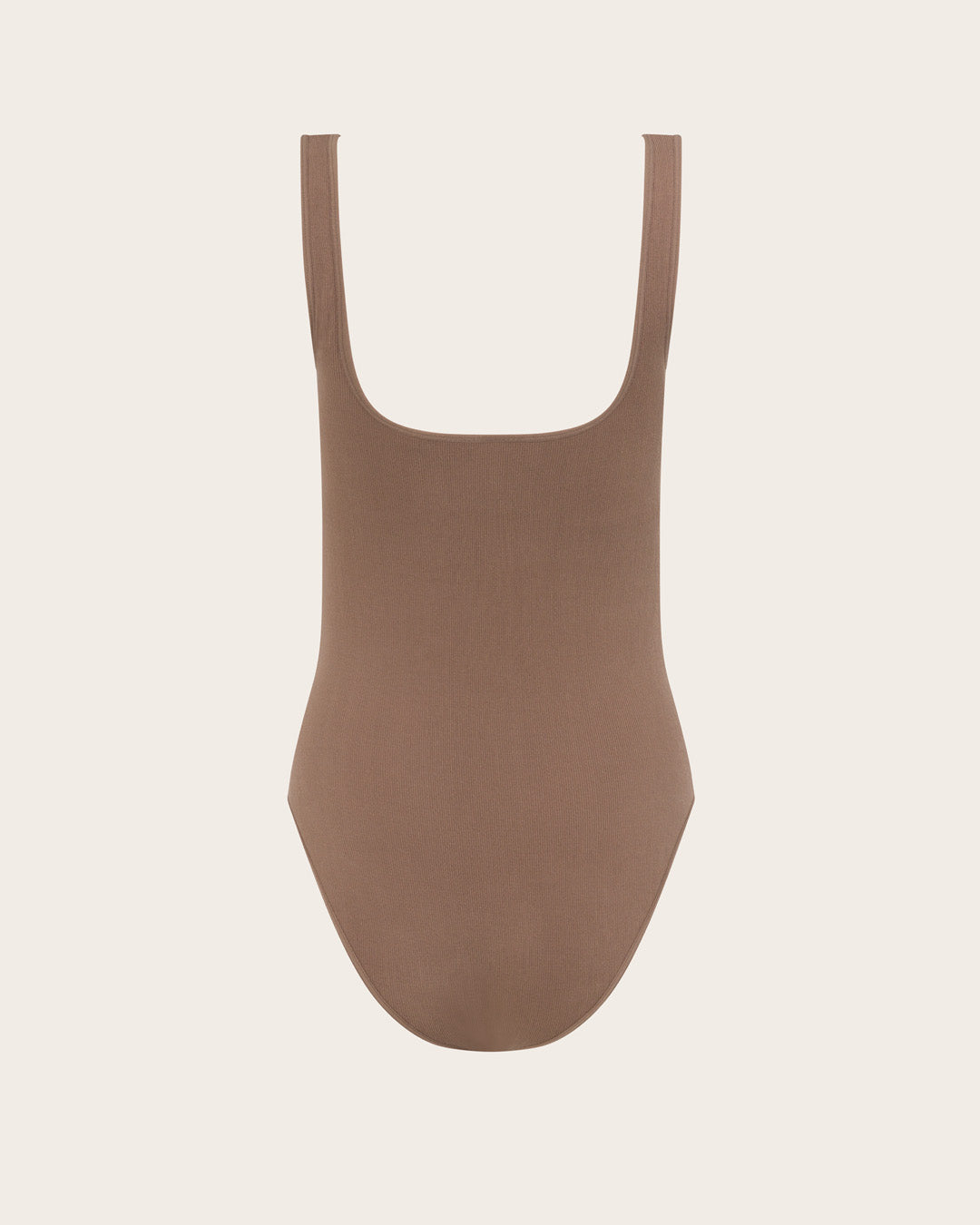Ribbed Square Neck Bodysuit - Taupe