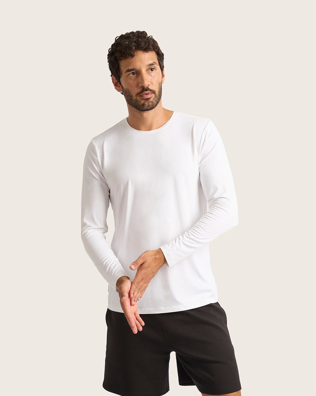 Men's Base Layer Long Sleeve Crew Neck T-Shirt - White