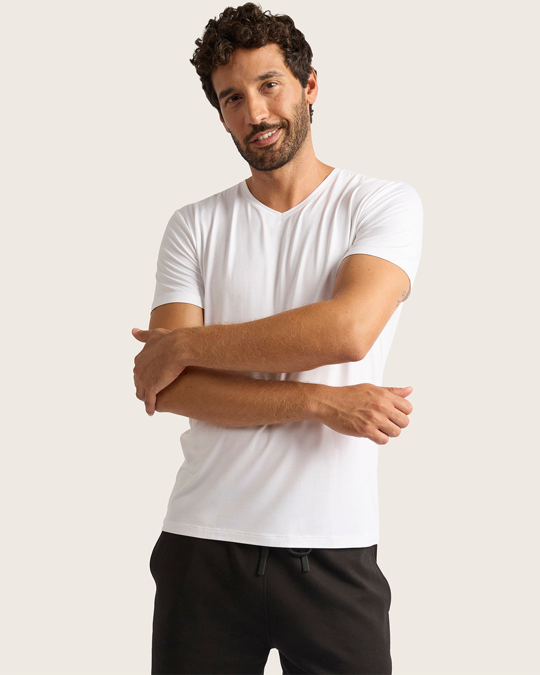 Men's Base Layer V-Neck T-Shirt - White