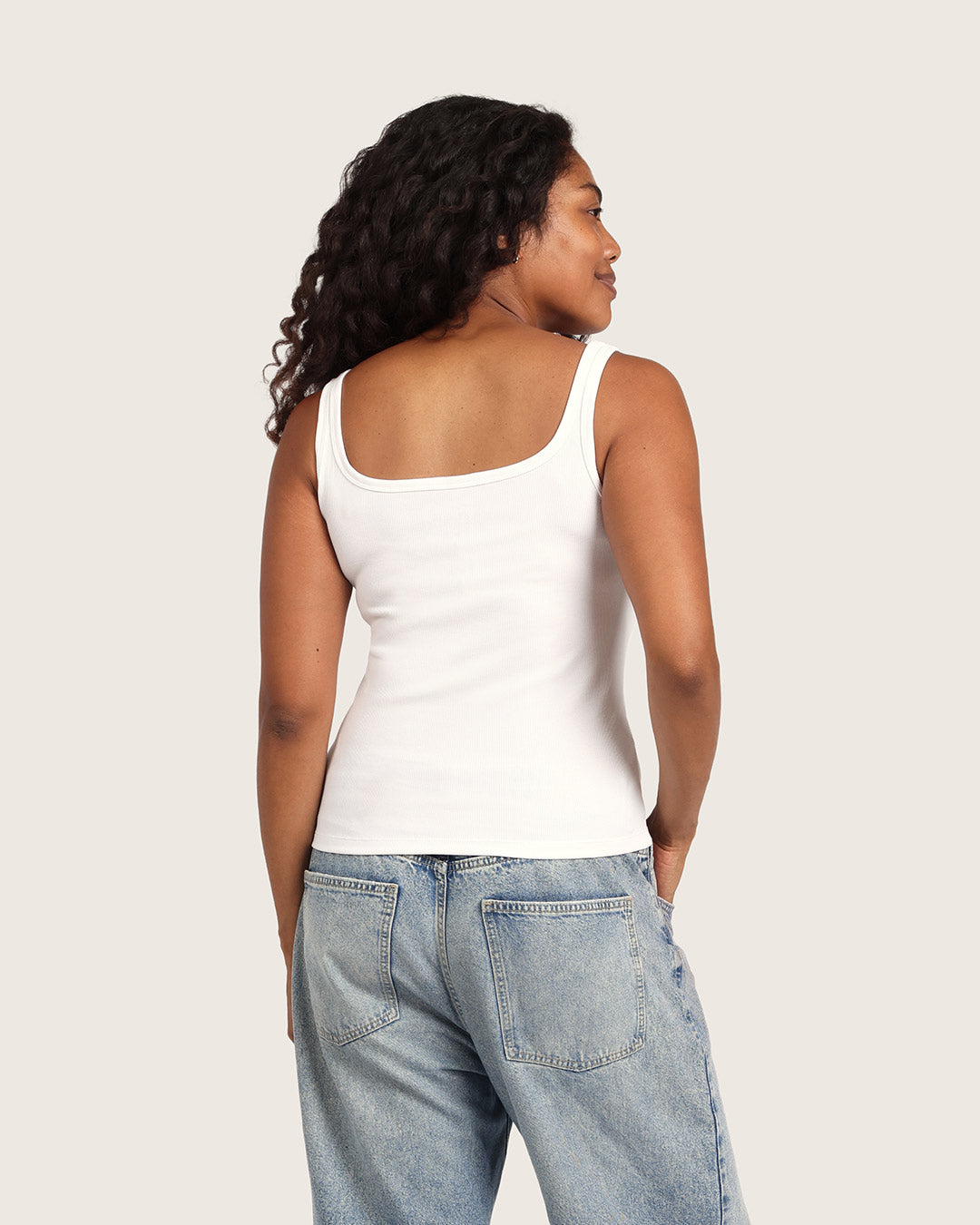 Women's Ribbed Tank Top - White
