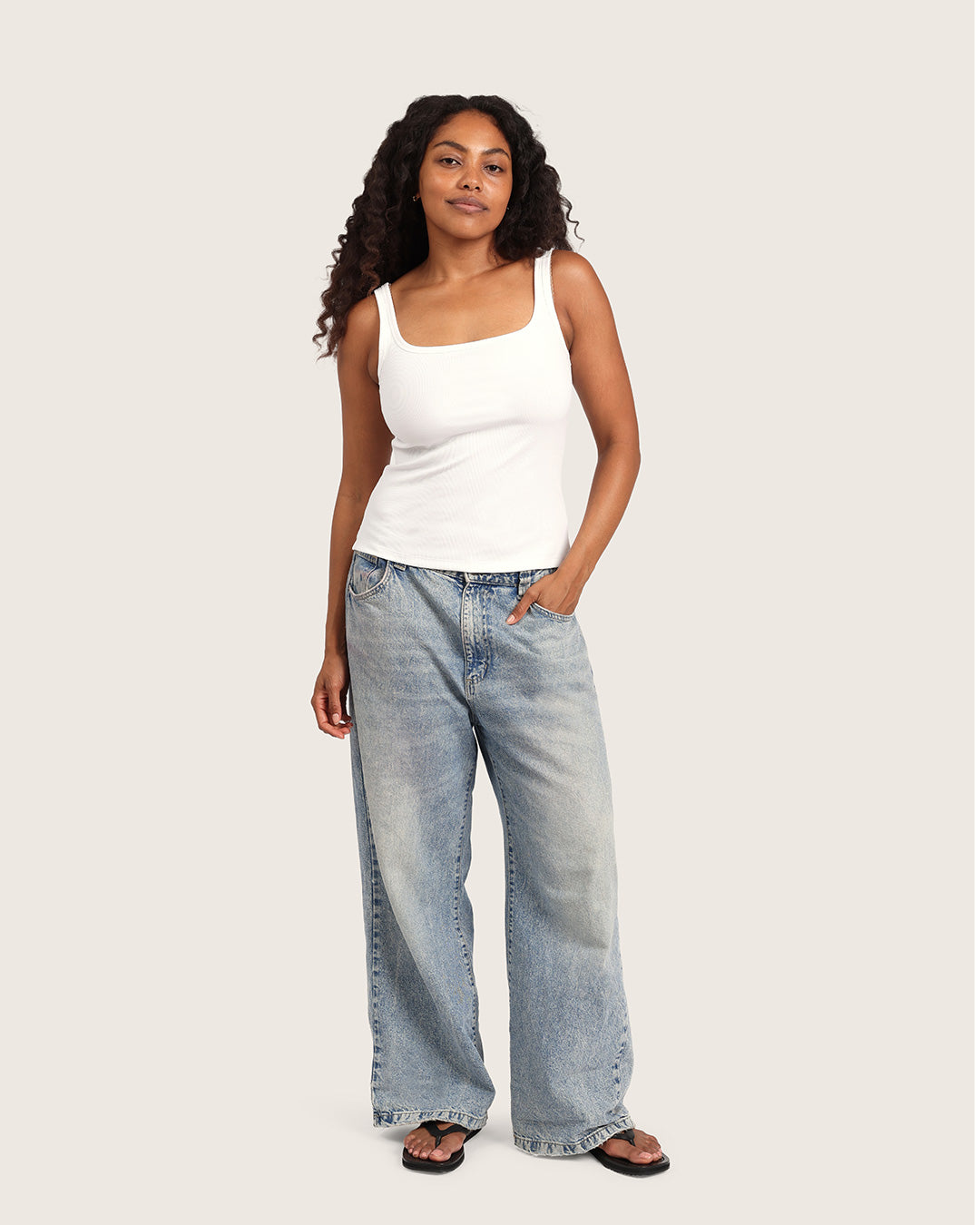 Women's Ribbed Tank Top - White