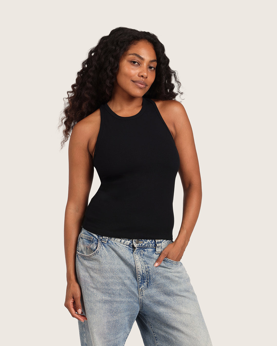 Women's Ribbed Racerback Tank - Black