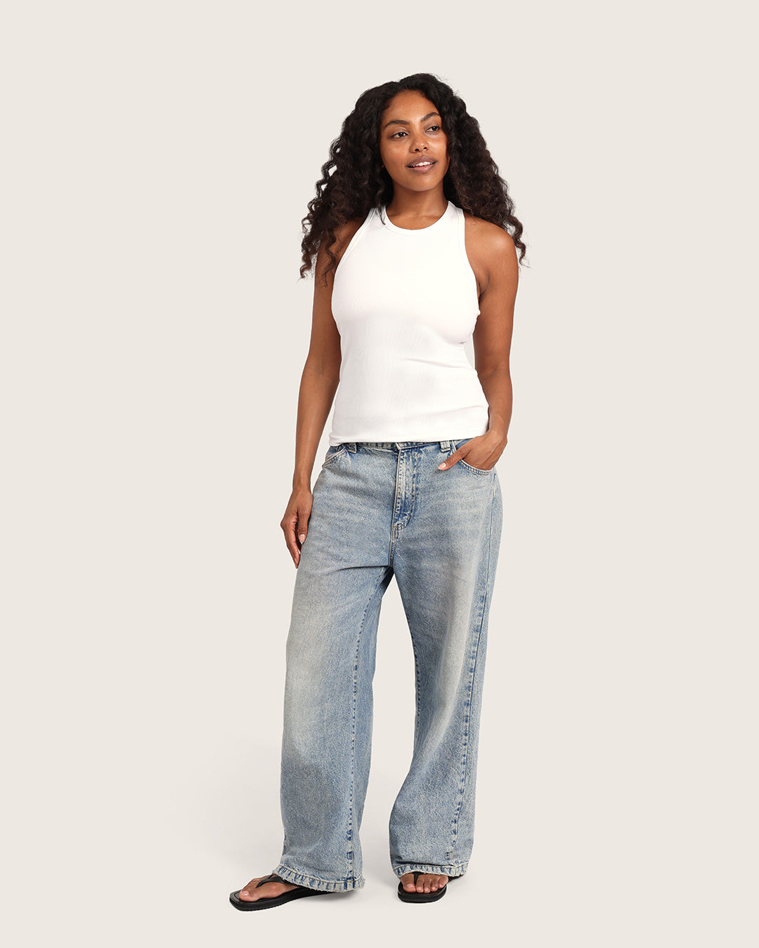 Women's Ribbed Racerback Tank - White