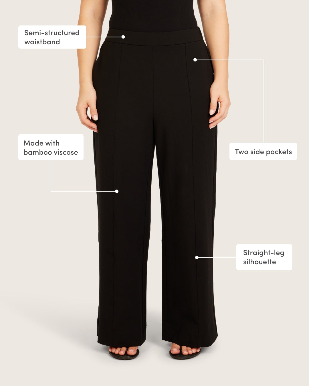 Relaxed Leg Pants - Short - Black
