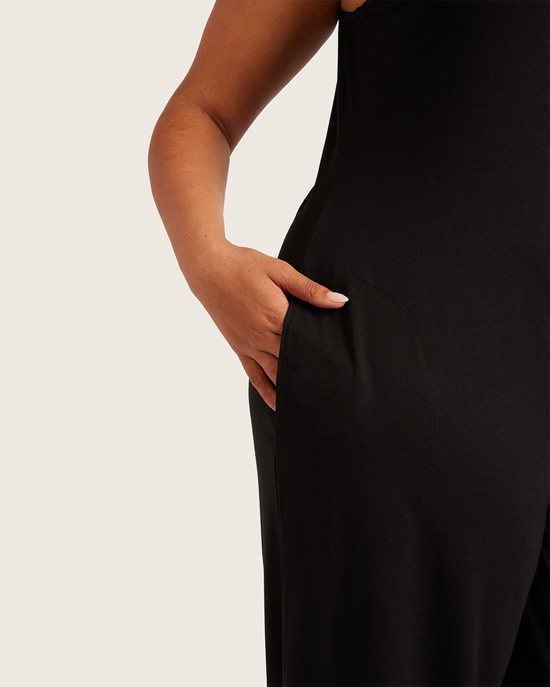 Boat Neck Jumpsuit - Black