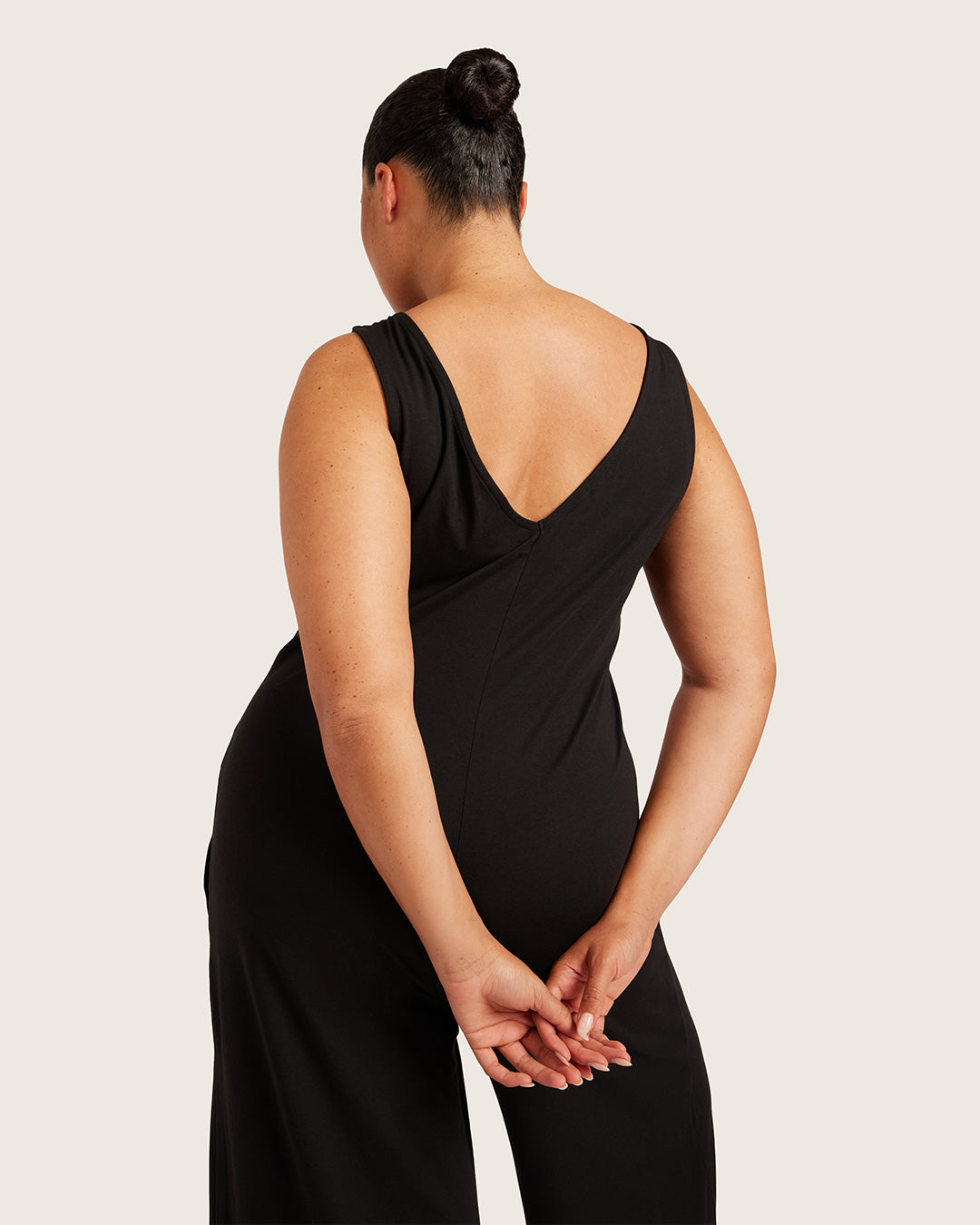 Boat Neck Jumpsuit - Black